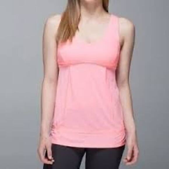 Lululemon Hustle & Bustle Tank Heathered Bleached Coral / Bleached Coral Sz 4 - Picture 1 of 15